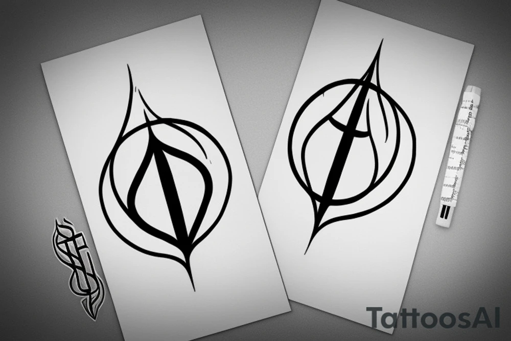 minimalistic hourglass with symbol of life inside tattoo idea