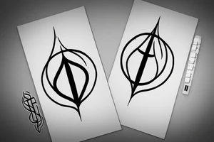 minimalistic hourglass with symbol of life inside tattoo idea