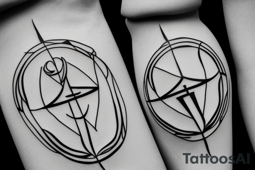 minimalistic hourglass with symbol of life inside tattoo idea
