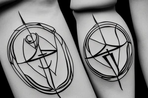 minimalistic hourglass with symbol of life inside tattoo idea