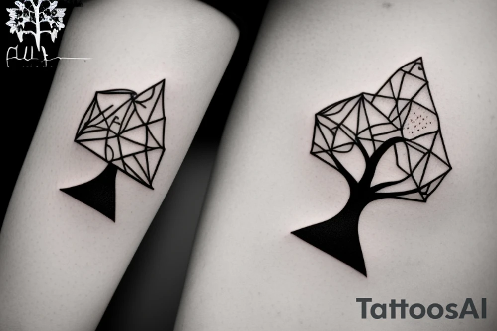 minimalistic hourglass with tree inside tattoo idea