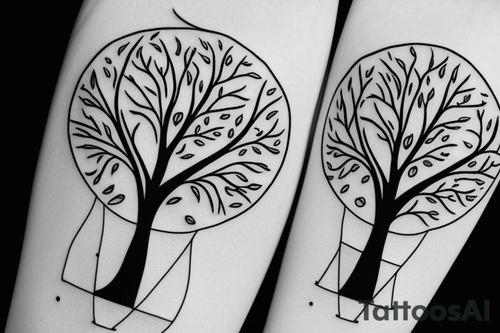 minimalistic hourglass with tree inside tattoo idea
