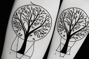 minimalistic hourglass with tree inside tattoo idea