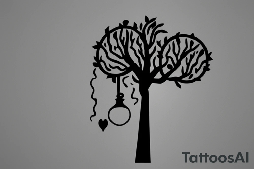 minimalistic hourglass with tree inside tattoo idea