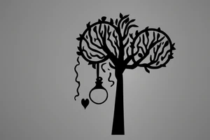 minimalistic hourglass with tree inside tattoo idea