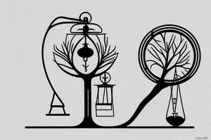 a swing with a hourglass with tree inside tattoo idea