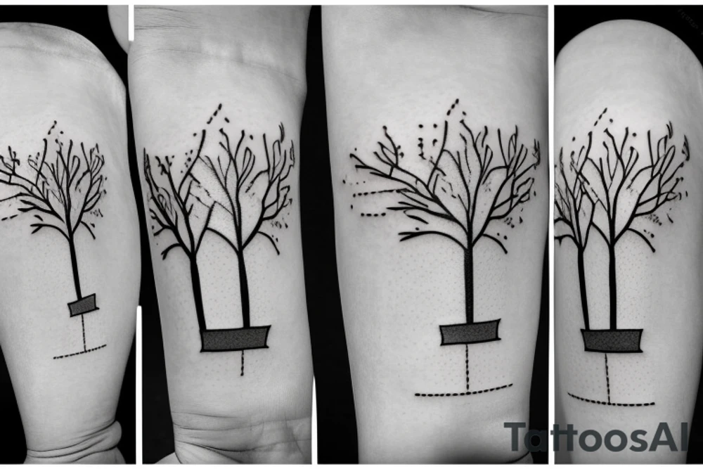 a swing with a hourglass with tree inside tattoo idea