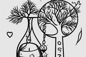 a swing with a hourglass with tree inside tattoo idea