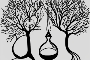 a hourglass with tree and swing inside tattoo idea