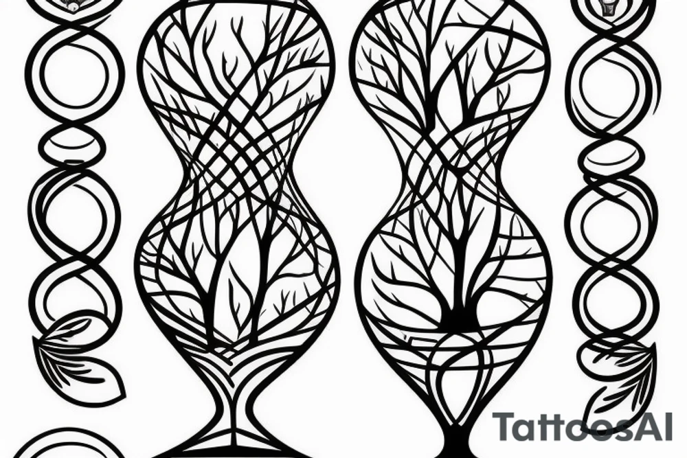 a hourglass with tree and swing inside tattoo idea