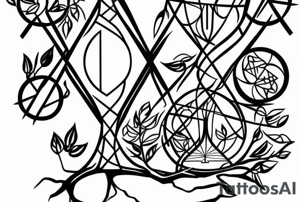 a hourglass with tree and swing inside tattoo idea