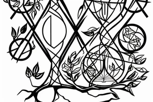 a hourglass with tree and swing inside tattoo idea