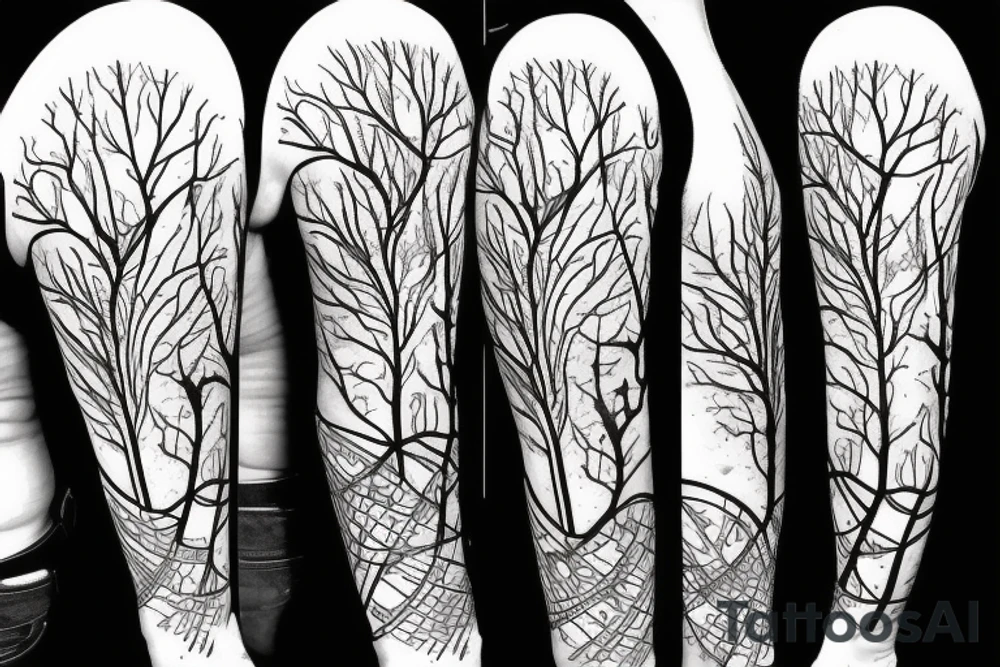 a hourglass with a tree and roots inside tattoo idea
