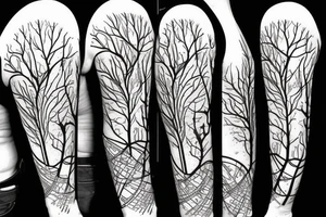 a hourglass with a tree and roots inside tattoo idea