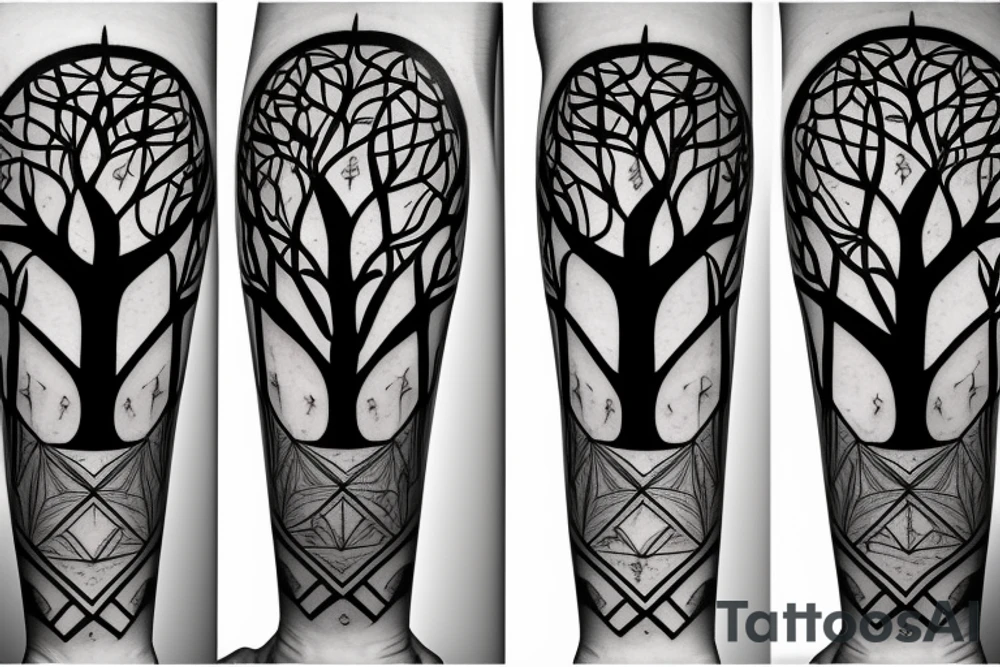 a hourglass with a tree and roots inside tattoo idea