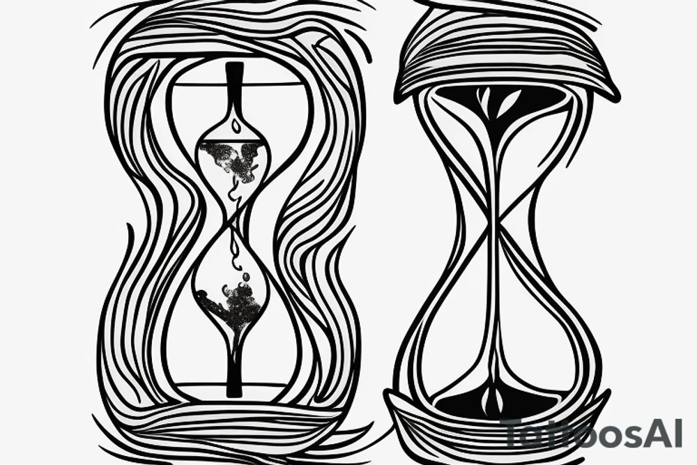 a hourglass with roots inside tattoo idea