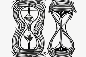 a hourglass with roots inside tattoo idea
