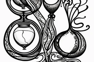 a hourglass with roots inside tattoo idea