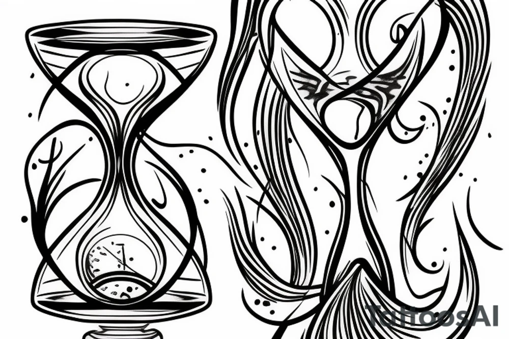 a hourglass with roots inside tattoo idea