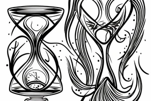 a hourglass with roots inside tattoo idea