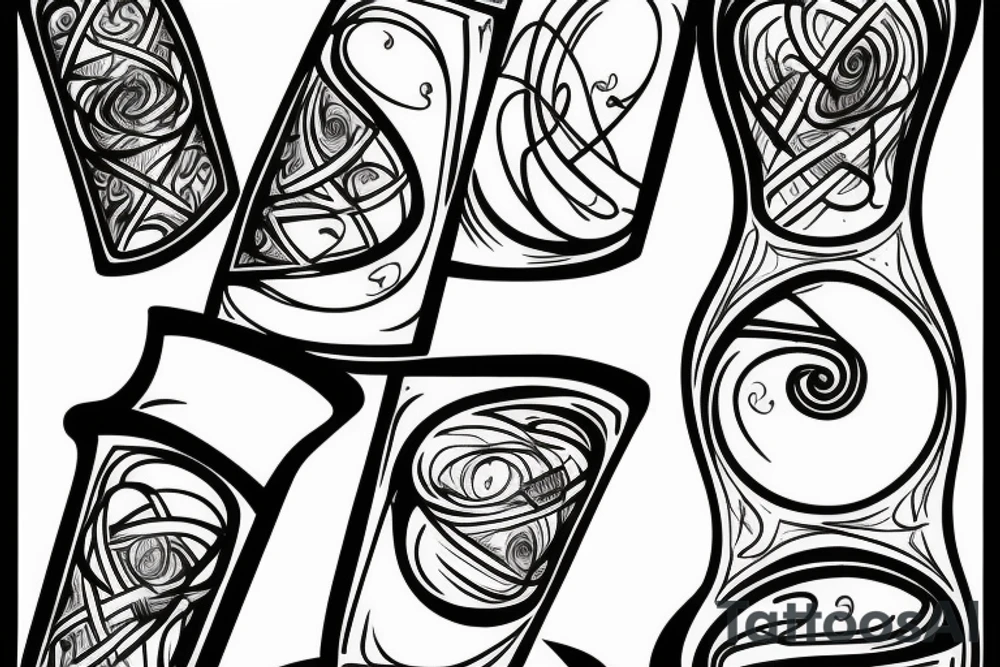 a hourglass with roots inside tattoo idea
