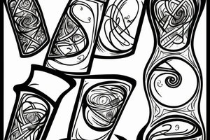 a hourglass with roots inside tattoo idea
