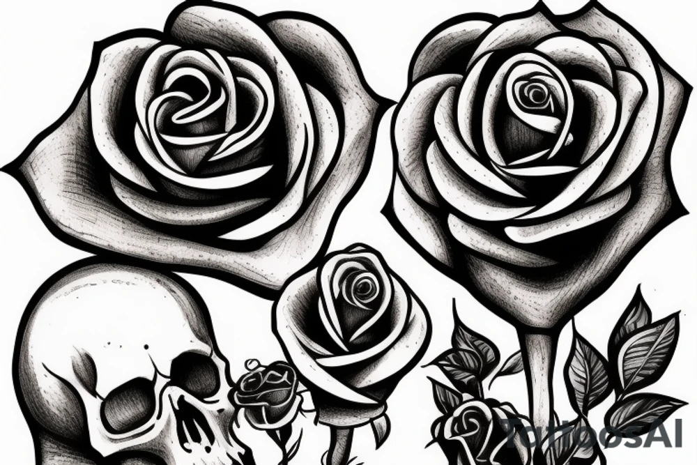 Skull rose and hourglass tattoo idea