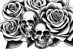 Skull rose and hourglass tattoo idea