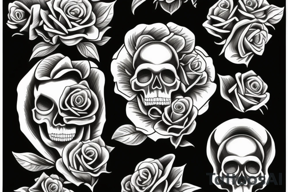 Skull rose and hourglass tattoo idea