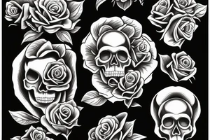Skull rose and hourglass tattoo idea