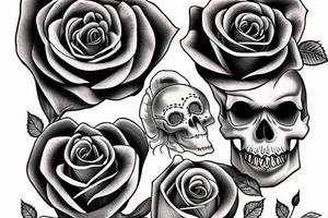 Skull rose and hourglass tattoo idea