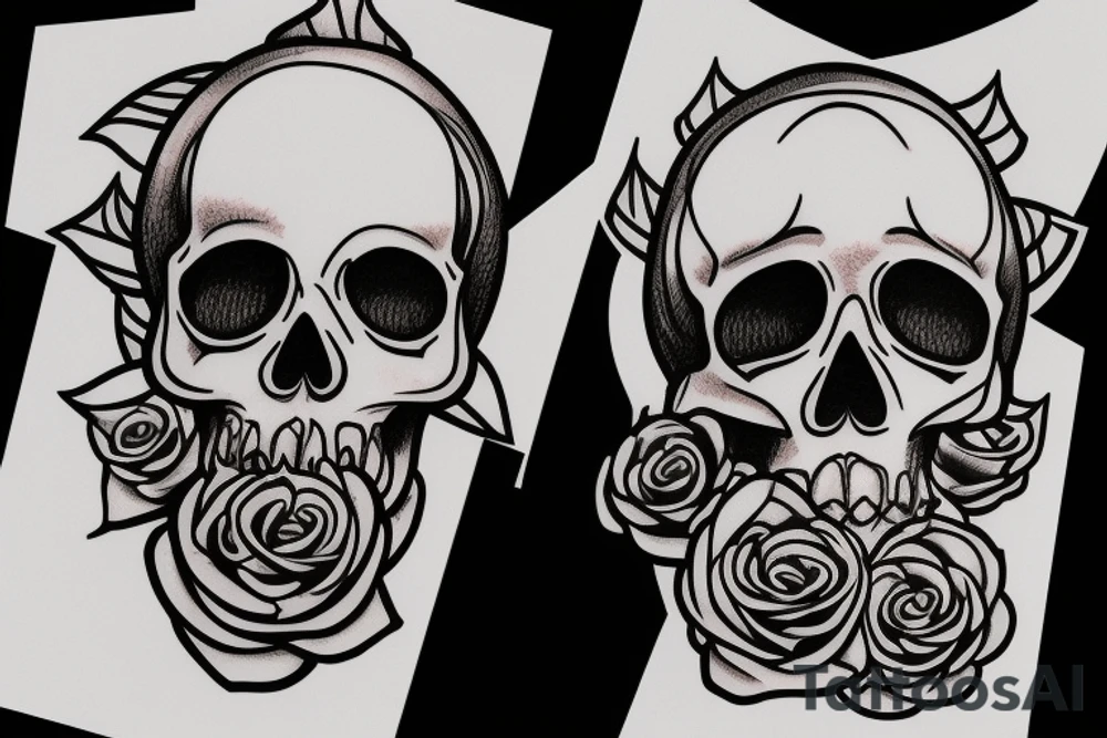 Skull rose and hourglass tattoo idea