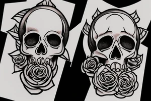 Skull rose and hourglass tattoo idea