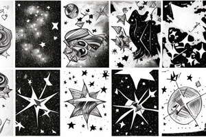 A man looks up at the sky and sees falling stars tattoo idea