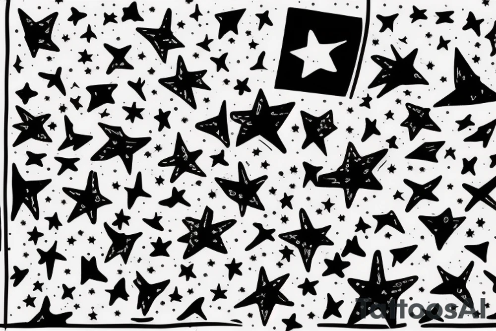 A man looks up at the sky and sees falling stars tattoo idea