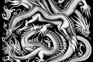Sleeping dragon protecting four eggs tattoo idea