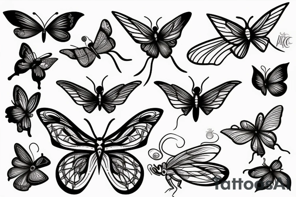 An dragon-fly and a butterfly tattoo idea