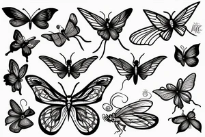 An dragon-fly and a butterfly tattoo idea
