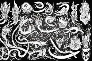 smoke, centipede, alice in chains, grunge, goat horns, sad tattoo idea