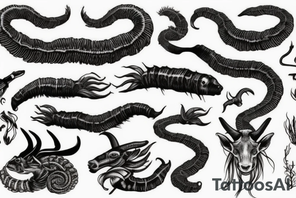 smoke, centipede, grunge, goat horns, sad tattoo idea