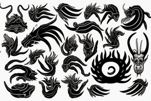 smoke, centipede, grunge, goat horns, sad tattoo idea