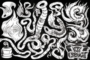 smoke, centipede, grunge, goat horns, sad tattoo idea
