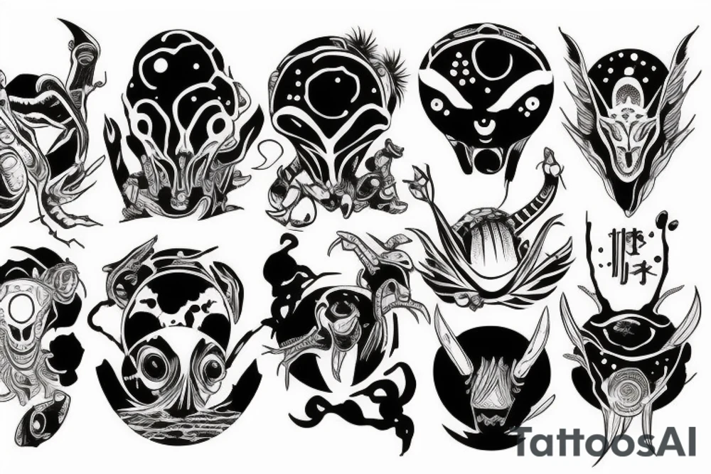 Alien and spaceship tattoo idea