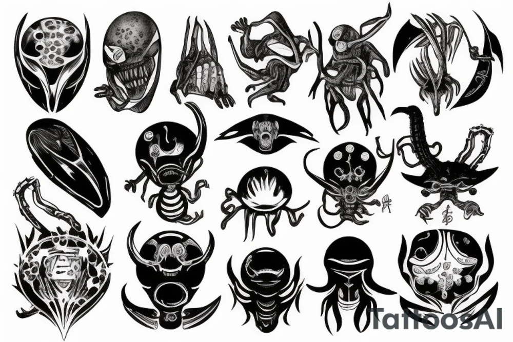 Alien and spaceship tattoo idea