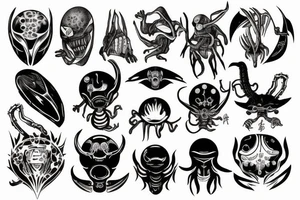 Alien and spaceship tattoo idea