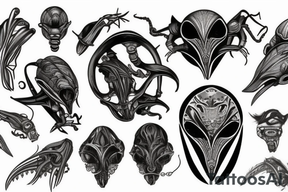 Alien and spaceship tattoo idea