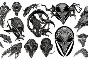 Alien and spaceship tattoo idea