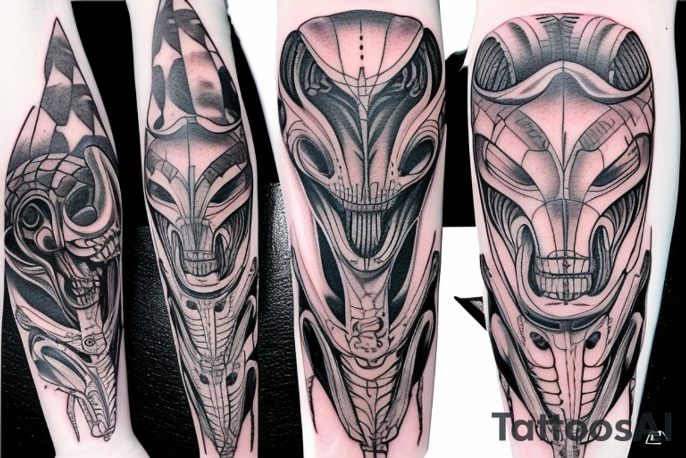 Alien and spaceship tattoo idea