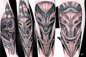 Alien and spaceship tattoo idea
