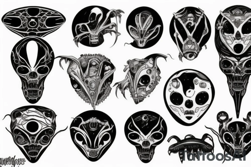 Alien and spaceship tattoo idea